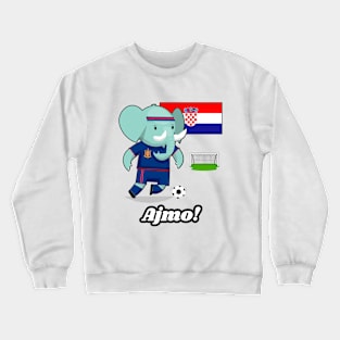 ⚽ Croatia Soccer, Cute Elephant Scores a Goal, Ajmo! Team Spirit Crewneck Sweatshirt